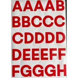 plakletters rood | alfabet stickers | met cijfers | hoogte 4 cm